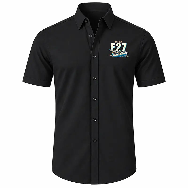 Fokker F27 Mark 500 Friendship - Short Sleeve Shirt - Cartoon - Black