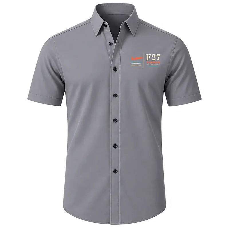 Fokker F27 Mark 500 Friendship - Short Sleeve Shirt - Poster - Gray