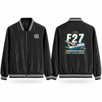 Thumbnail for Fokker F27 Mark 500 Friendship Stylish Jackets - Baseball Collar - Cartoon - Black