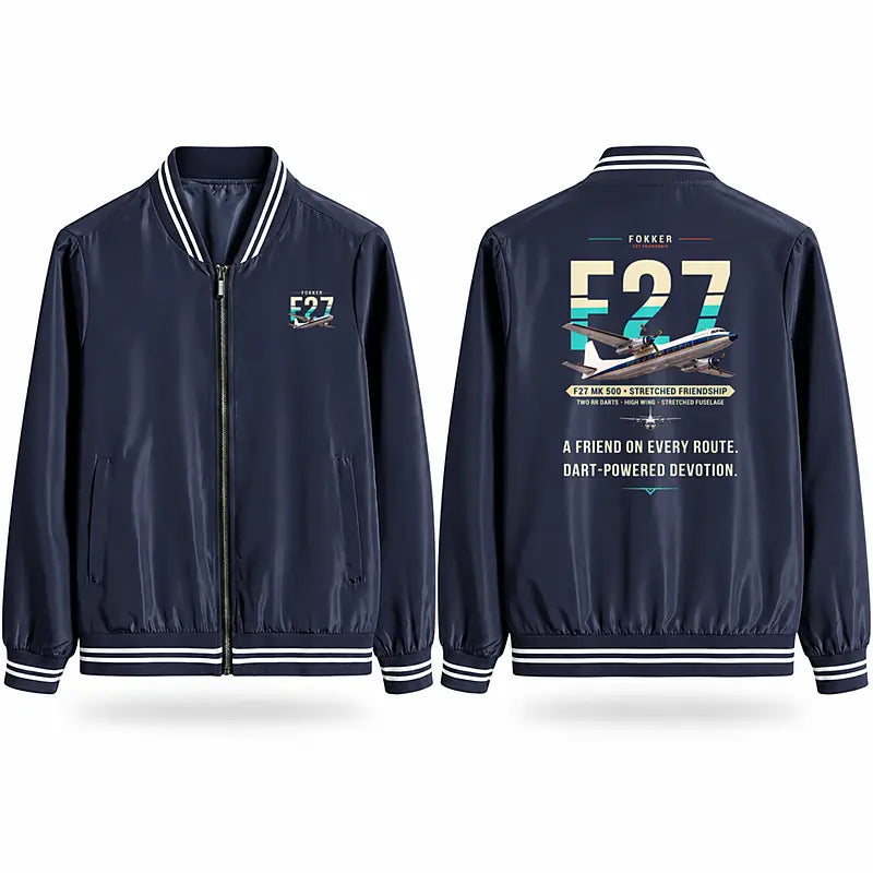 Fokker F27 Mark 500 Friendship Stylish Jackets - Baseball Collar - Original - Navy Blue