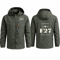 Thumbnail for Fokker F27 Mark 500 Friendship Stylish Jackets - Hooded Windbreaker - Heritage - Olive Green