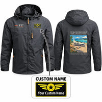 Thumbnail for Fokker F27 Mark 500 Friendship Stylish Jackets - Hooded Windbreaker - Poster + Name - Charcoal