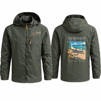 Thumbnail for Fokker F27 Mark 500 Friendship Stylish Jackets - Hooded Windbreaker - Poster - Olive Green