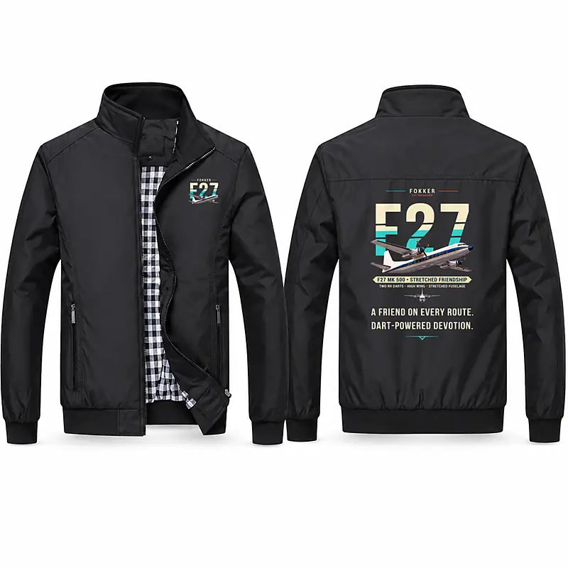 Fokker F27 Mark 500 Friendship Stylish Jackets - Stand Collar - Original - Black