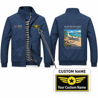 Thumbnail for Fokker F27 Mark 500 Friendship Stylish Jackets - Stand Collar - Poster + Name - Navy Blue
