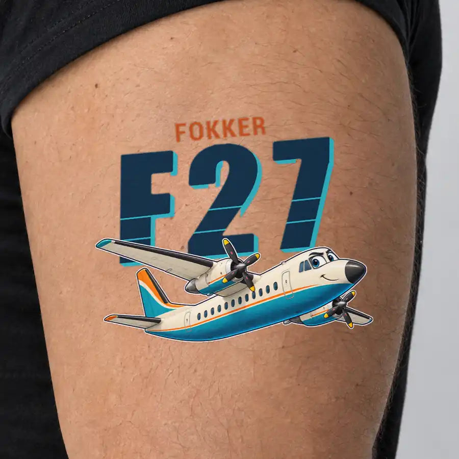 Fokker F27 Mark 500 Friendship - Tattoo - Cartoon - Man