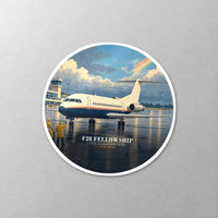 Thumbnail for Fokker F28 Mark 4000 Fellowship - 3D + Name - Circle Sticker - Close-up