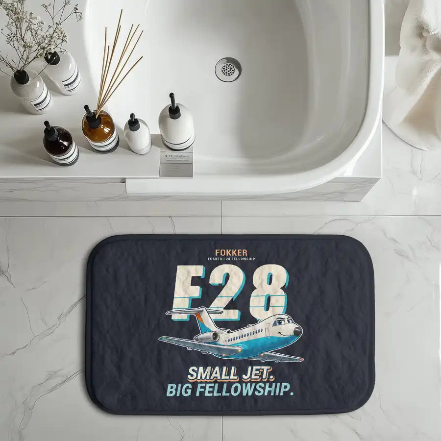 Fokker F28 Mark 4000 Fellowship - Cartoon - Bath Mat