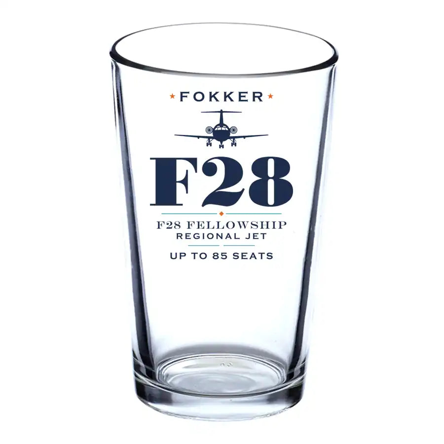Fokker F28 Mark 4000 Fellowship - Heritage - Beer & Water Glass