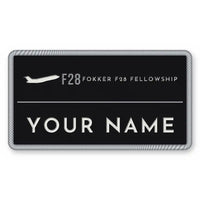 Thumbnail for Fokker F28 Mark 4000 Fellowship Patches - Rectangle + Name - Black Silver