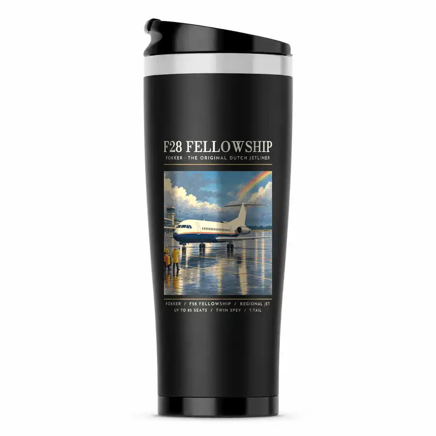 Fokker F28 Mark 4000 Fellowship - Poster - Stainless Steel (No Holder) - Black