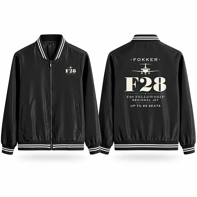 Fokker F28 Mark 4000 Fellowship Stylish Jackets - Baseball Collar - Heritage - Black