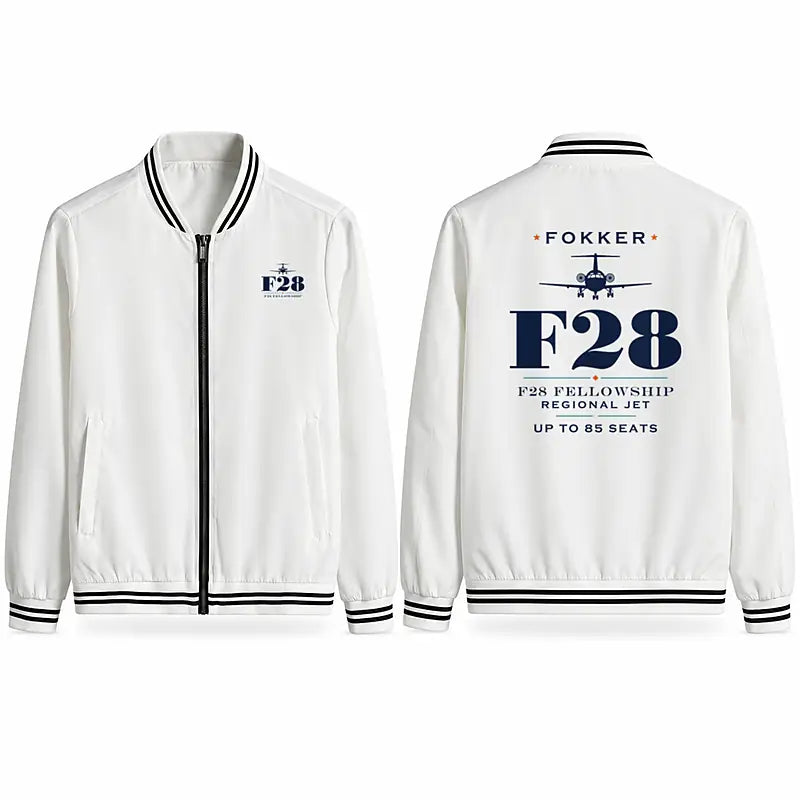 Fokker F28 Mark 4000 Fellowship Stylish Jackets - Baseball Collar - Heritage - White