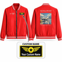 Thumbnail for Fokker F28 Mark 4000 Fellowship Stylish Jackets - Baseball Collar - Poster + Name - Red