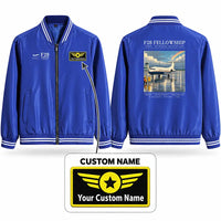 Thumbnail for Fokker F28 Mark 4000 Fellowship Stylish Jackets - Baseball Collar - Poster + Name - Royal Blue