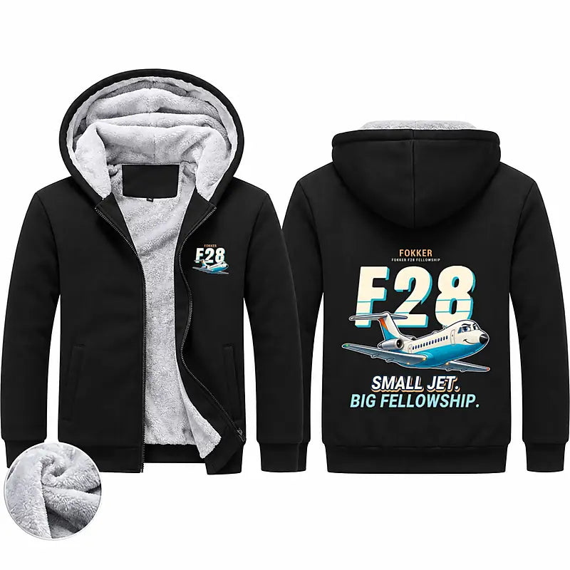 Fokker F28 Mark 4000 Fellowship Zipped Sweatshirts - Cartoon - Black