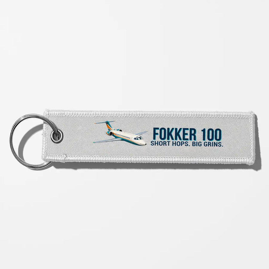 Cartoon Fokker 100 Aviator Key Chains - White