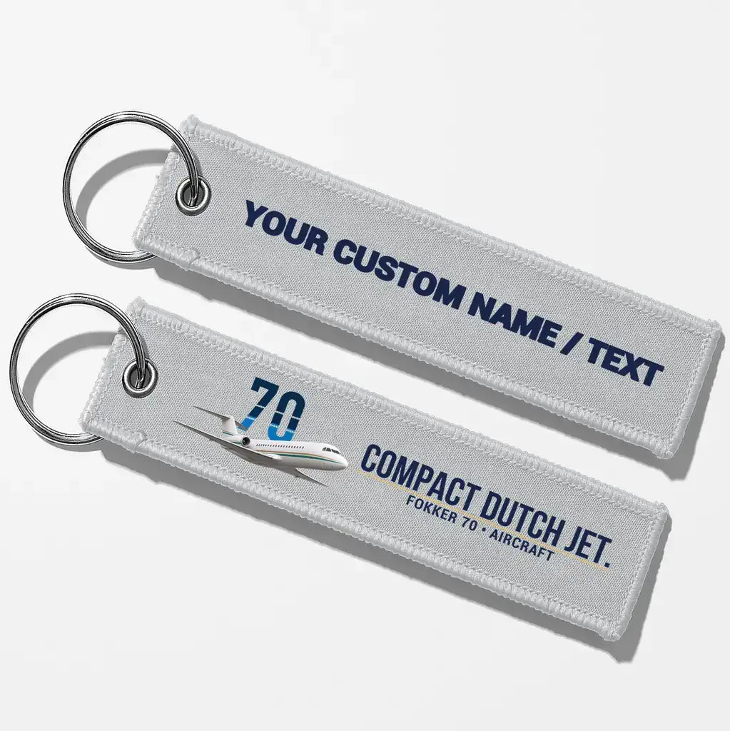 Fokker 70 Aviator Key Chains - Light Gray - Personalized