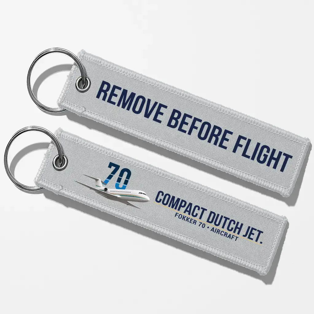 Fokker 70 Aviator Key Chains - Light Gray - Remove Before Flight