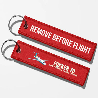 Cartoon Fokker 70 Aviator Key Chains - Red - Remove Before Flight