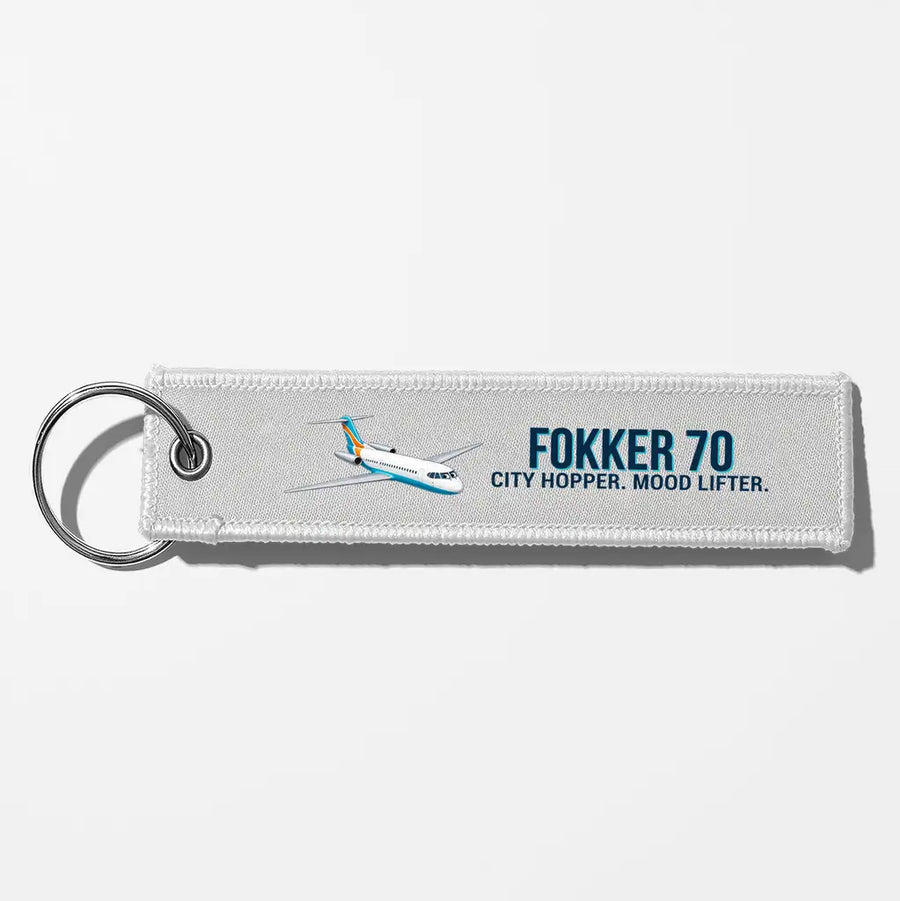 Cartoon Fokker 70 Aviator Key Chains - White