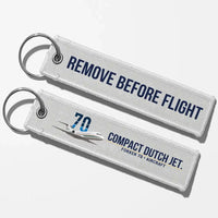 Thumbnail for Fokker 70 Aviator Key Chains - White - Remove Before Flight