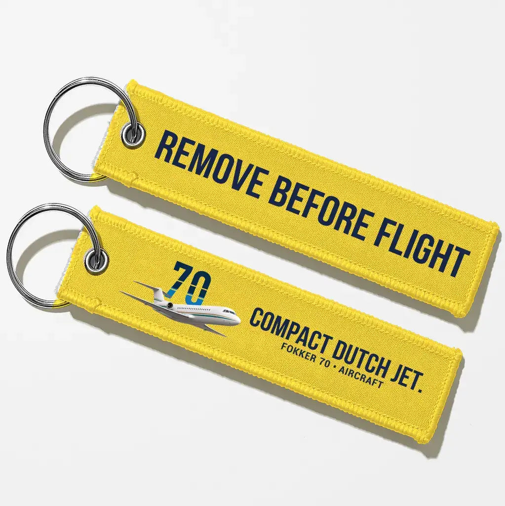 Fokker 70 Aviator Key Chains - Yellow - Remove Before Flight