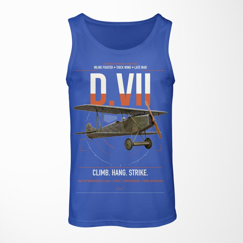Fokker D.VII design on blue tank top