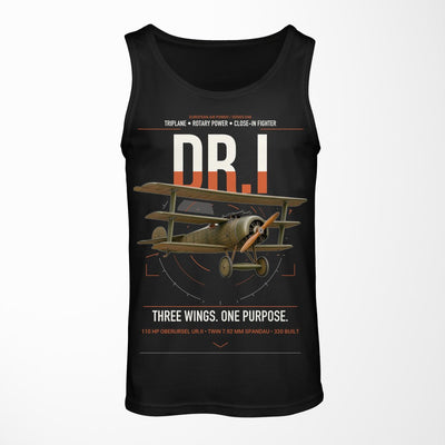 Fokker Dr.I design on black tank top