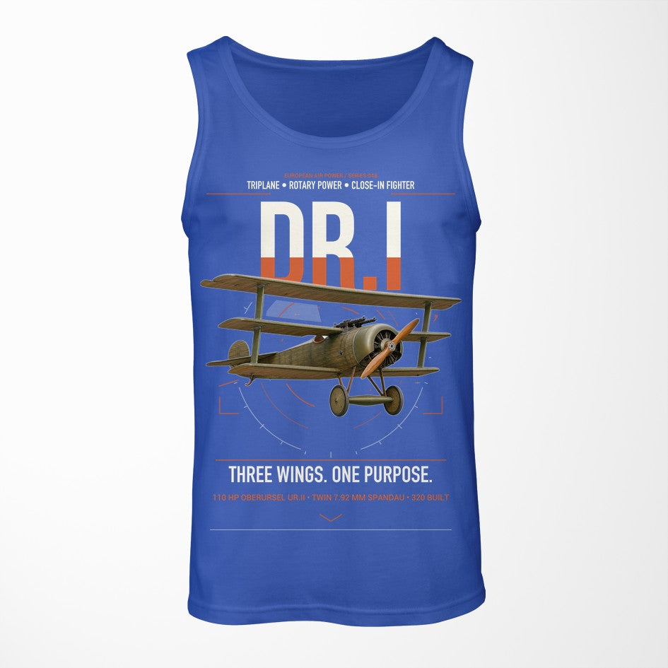 Fokker Dr.I design on blue tank top