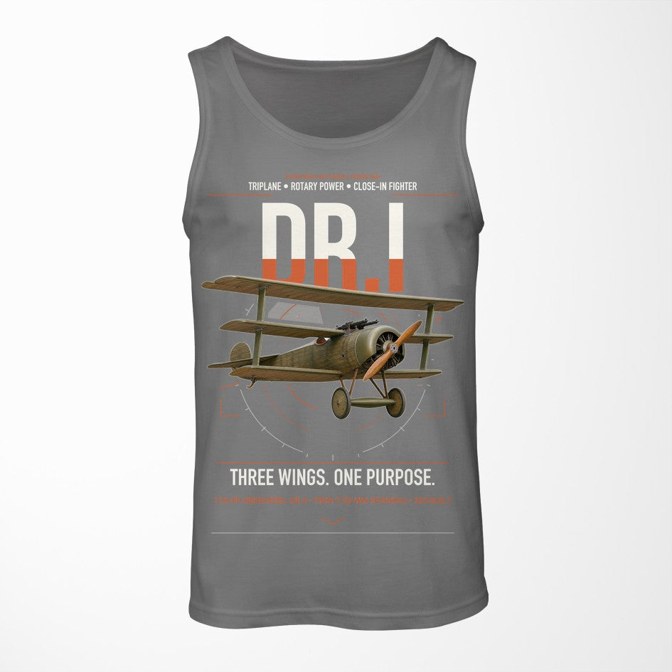 Fokker Dr.I design on gray tank top
