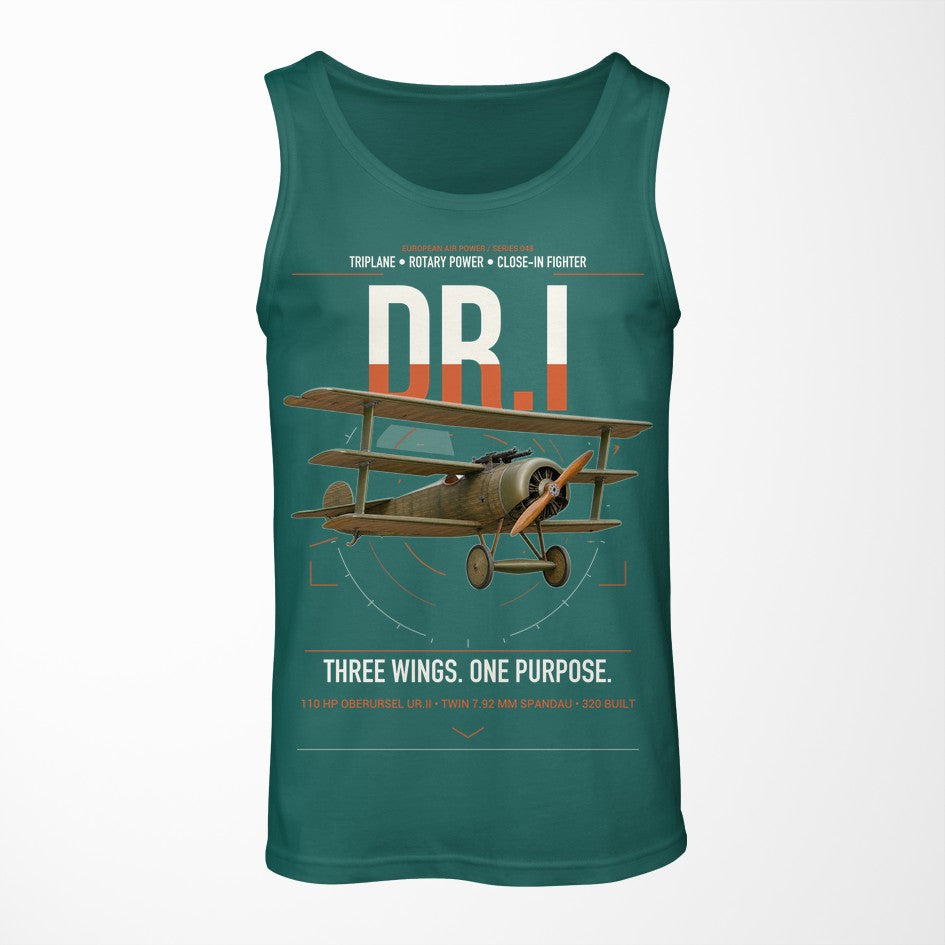 Fokker Dr.I design on green tank top