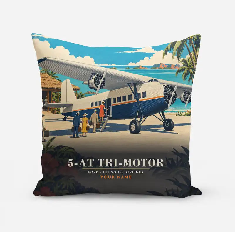 Ford 5-AT Tri-Motor - 3D + Name - Pillow - Full Print