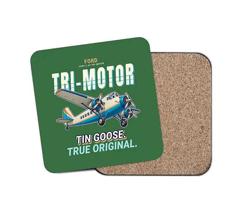 Ford 5-AT Tri-Motor - Cartoon - Coaster - Green