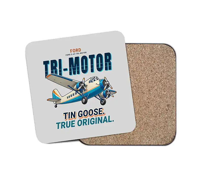 Ford 5-AT Tri-Motor - Cartoon - Coaster - Light Gray