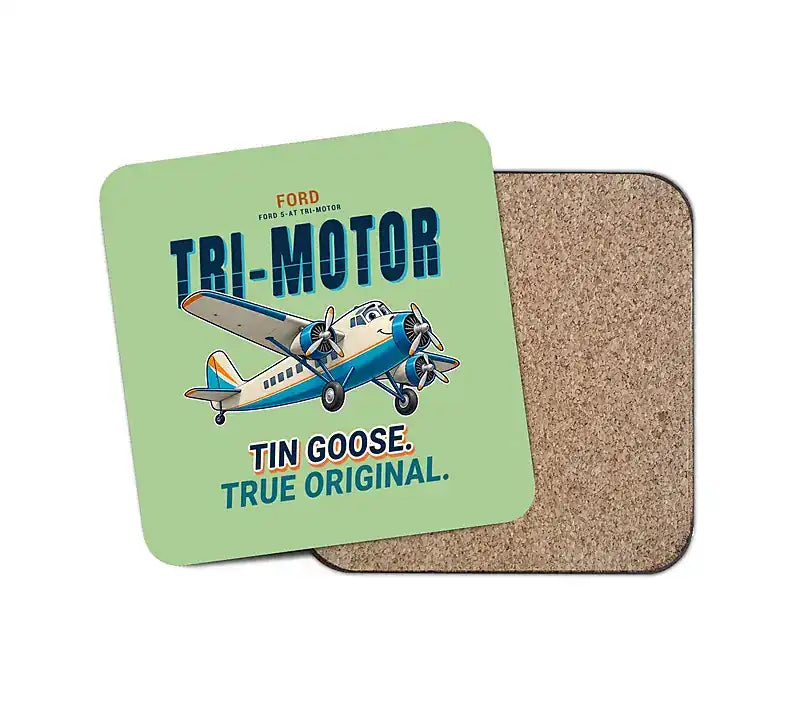 Ford 5-AT Tri-Motor - Cartoon - Coaster - Light Green