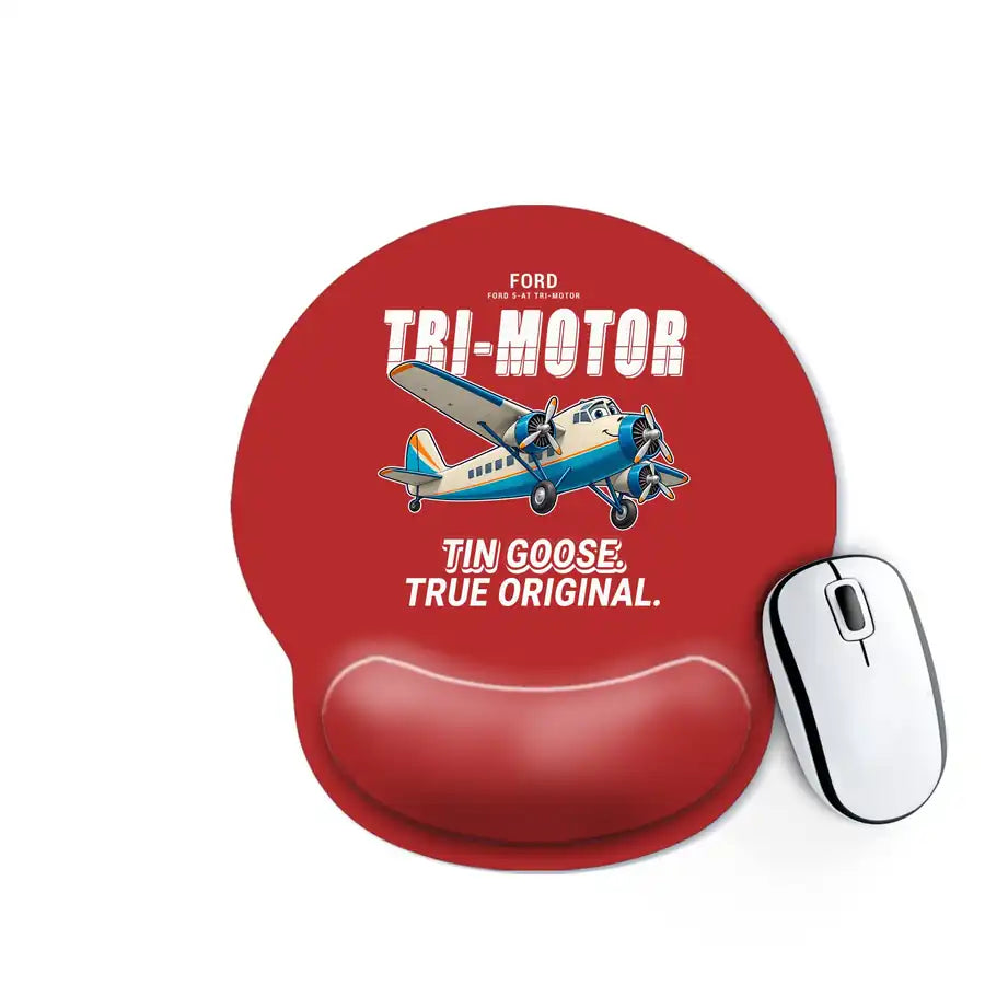 Ford 5-AT Tri-Motor - Cartoon - Ergonomic Mouse Pad - Red