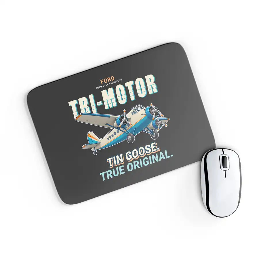Ford 5-AT Tri-Motor - Cartoon - Mouse Pad - Black