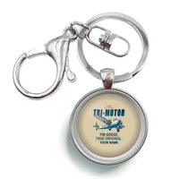 Thumbnail for Ford 5-AT Tri-Motor - Cartoon + Name - Circle Key Chain - Beige