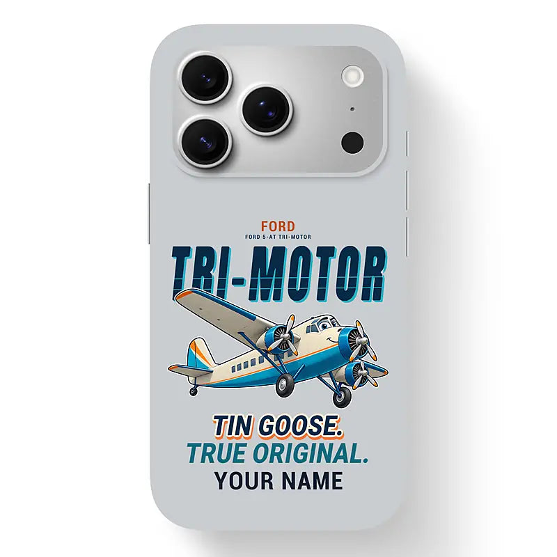 Ford 5-AT Tri-Motor - Cartoon + Name - MagSafe iPhone 17 Pro - Light Gray