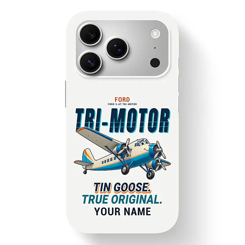 Ford 5-AT Tri-Motor - Cartoon + Name - MagSafe iPhone 17 Pro - White