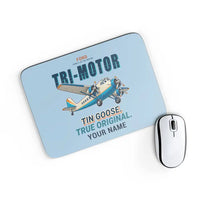 Thumbnail for Ford 5-AT Tri-Motor - Cartoon + Name - Mouse Pad - Light Blue