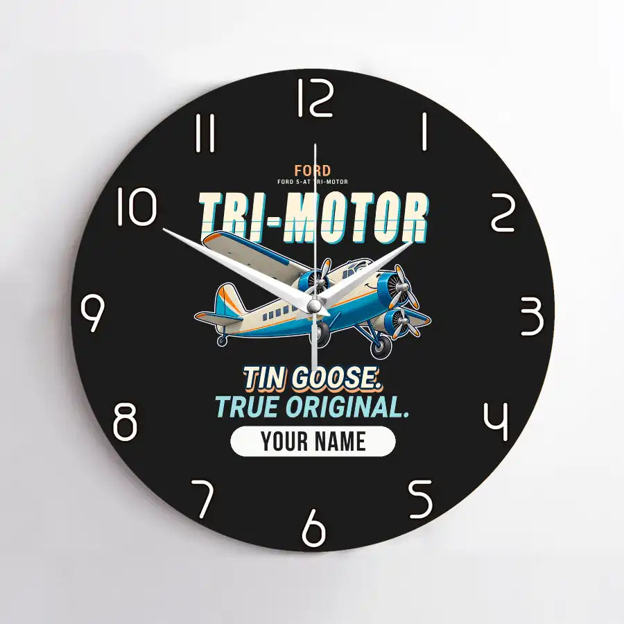 Ford 5-AT Tri-Motor - Cartoon + Name - No Frame - Black