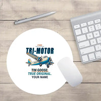 Thumbnail for Ford 5-AT Tri-Motor - Cartoon + Name - Round Mouse Pad - White