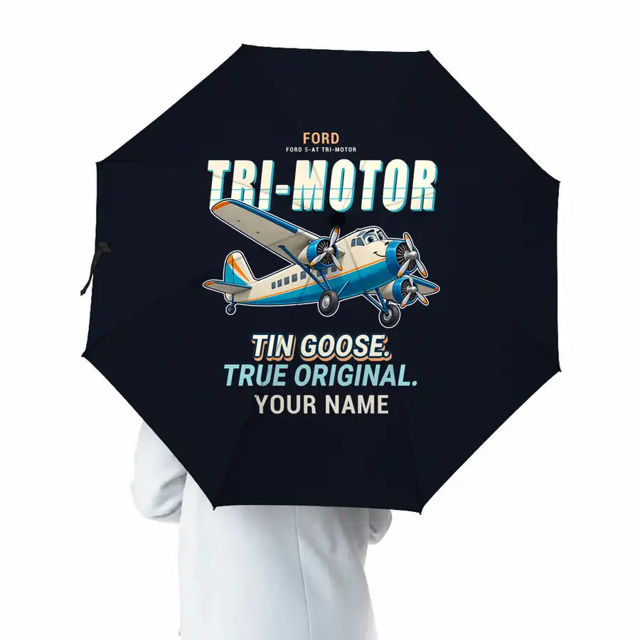 Ford 5-AT Tri-Motor - Cartoon + Name - Umbrella