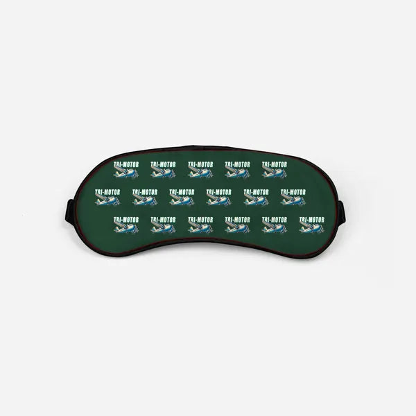Ford 5-AT Tri-Motor - Cartoon Pattern - Sleep Mask - Dark Green