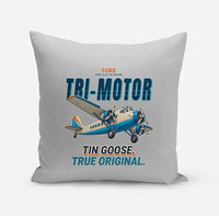Thumbnail for Ford 5-AT Tri-Motor - Cartoon - Pillow - Light Gray