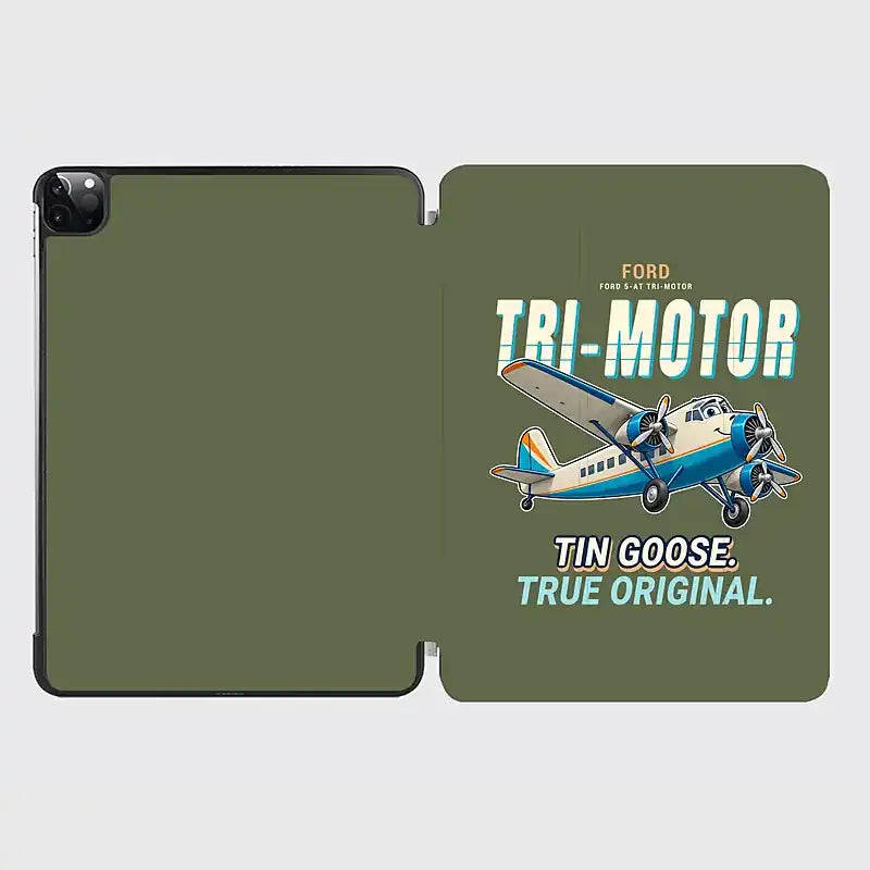 Ford 5-AT Tri-Motor - Cartoon - iPad Case - Green Army