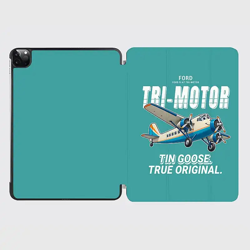 Ford 5-AT Tri-Motor - Cartoon - iPad Case - Turquoise