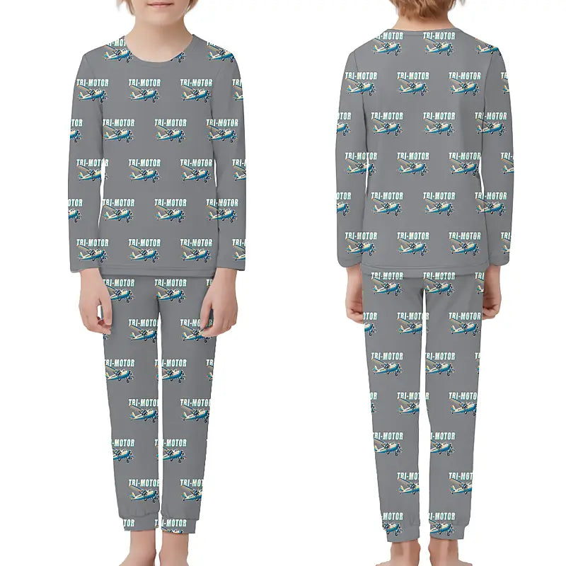 Ford 5-AT Tri-Motor - Children Pajamas - Cartoon Pattern - Gray